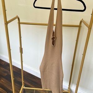 Say What Cotton Ribbed Halter Dress with Gold Ring